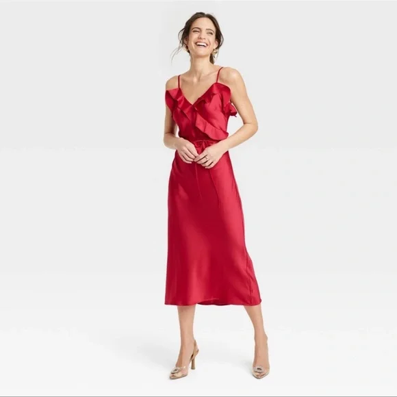 a new day | Dresses | Womens Ruffle Midi Slip Dress A New Day L | Poshmark
